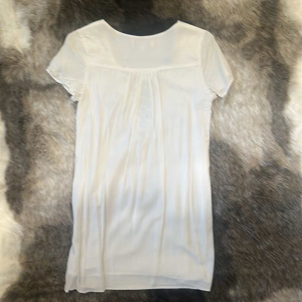 Lulus Kokomo white shift lace up dress navy blue embroidery small mini - Picture 6 of 6
